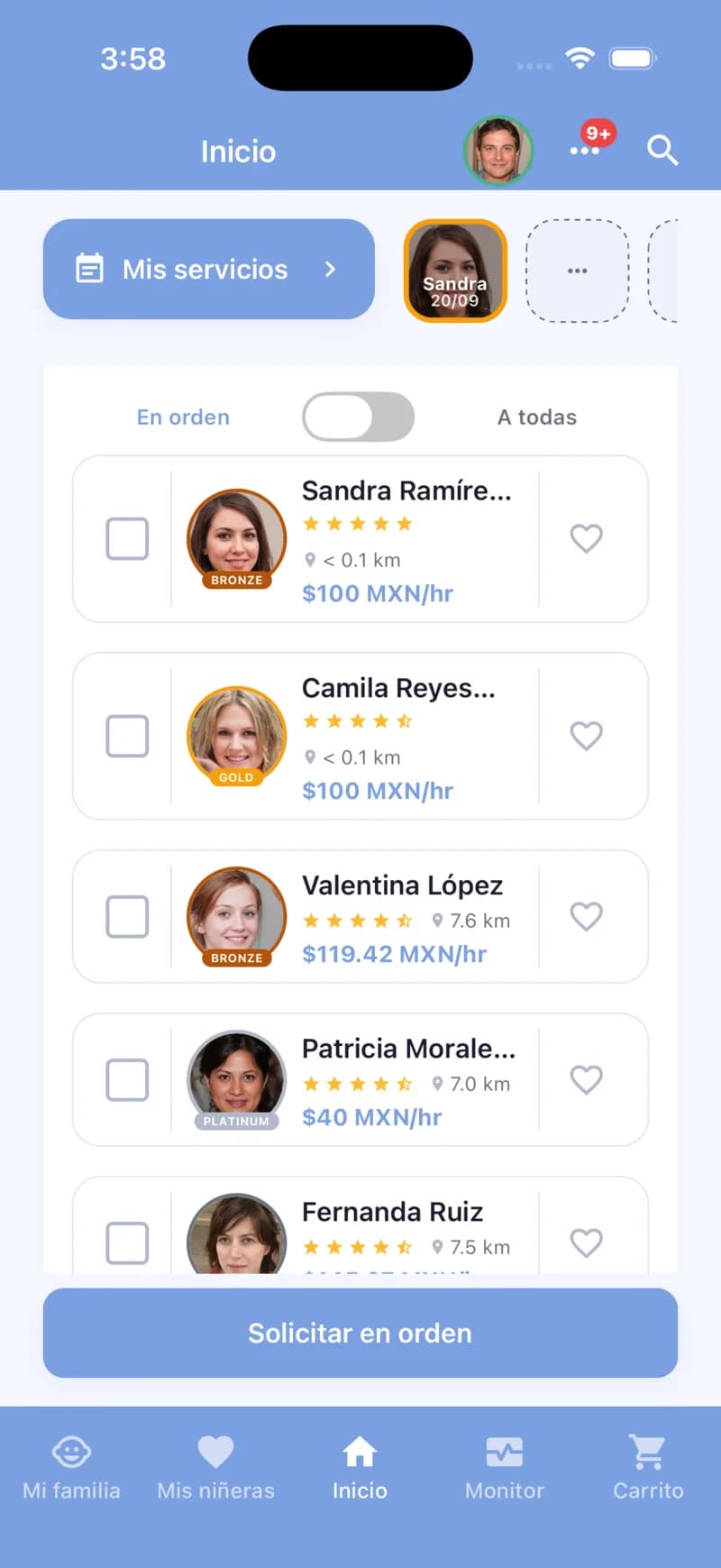 Kngurá app screen showing available partners