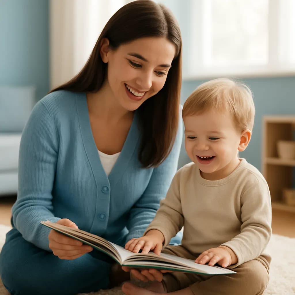 Care partner reading with a small child